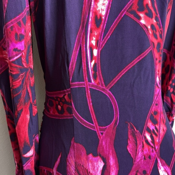 (N3) Donna Morgan pink and purple stretch dress with V-neckline, crossover, Sz 6 - Picture 6 of 15